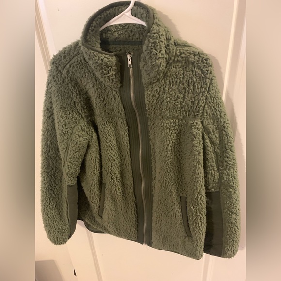 Abercrombie and Fitch women’s fleece army green jacket size large - Picture 1 of 5